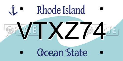 VTXZ74 Rhode Island License Plate
