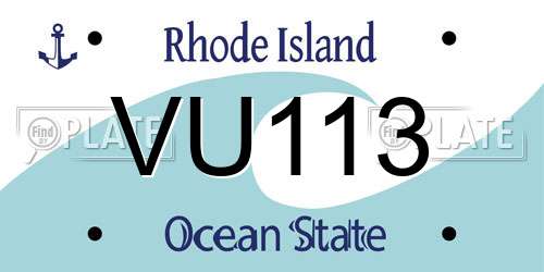 VU113 Rhode Island License Plate