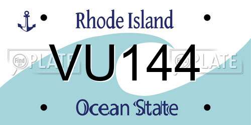 VU144 Rhode Island License Plate