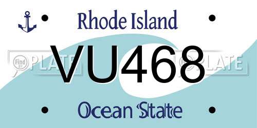 VU468 Rhode Island License Plate