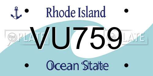 VU759 Rhode Island License Plate
