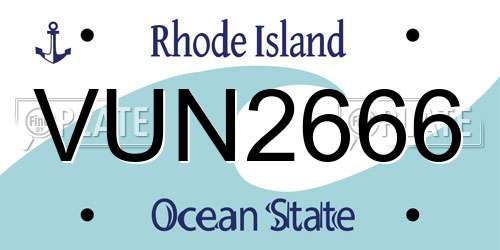 VUN2666 Rhode Island License Plate