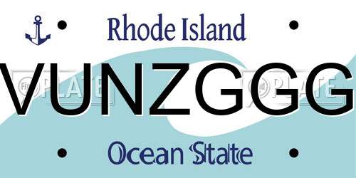 VUNZGGG Rhode Island License Plate