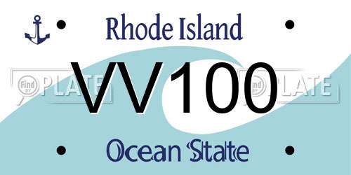 VV100 Rhode Island License Plate