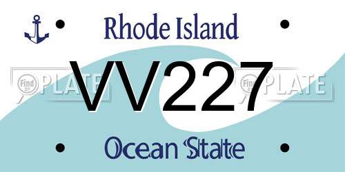 VV227 Rhode Island License Plate