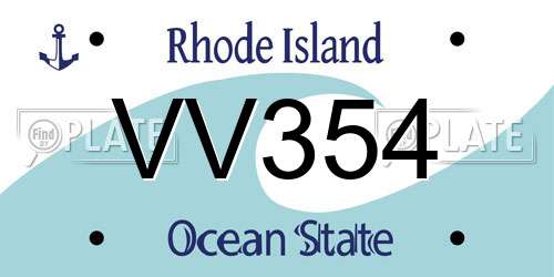 VV354 Rhode Island License Plate
