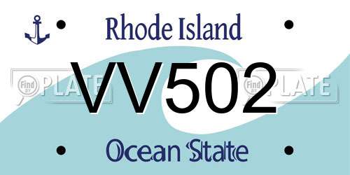 VV502 Rhode Island License Plate