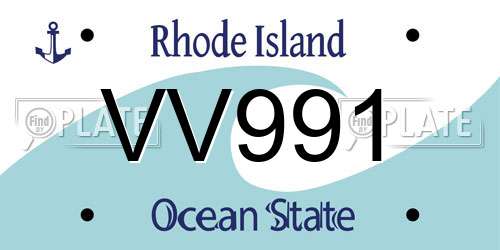 VV991 Rhode Island License Plate