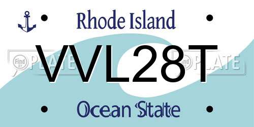 VVL28T Rhode Island License Plate