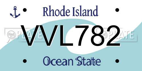VVL782 Rhode Island License Plate