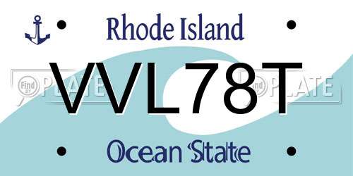 VVL78T Rhode Island License Plate