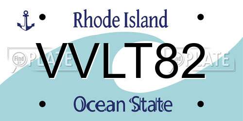 VVLT82 Rhode Island License Plate
