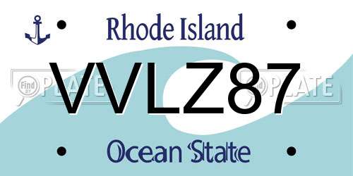 VVLZ87 Rhode Island License Plate