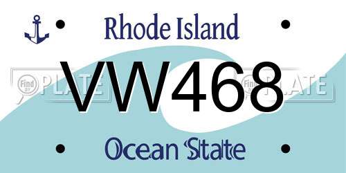 VW468 Rhode Island License Plate