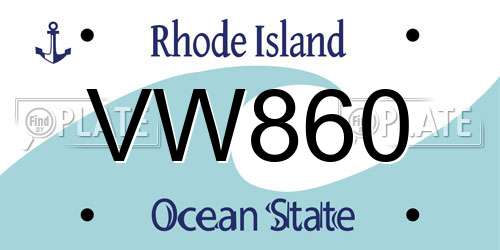 VW860 Rhode Island License Plate