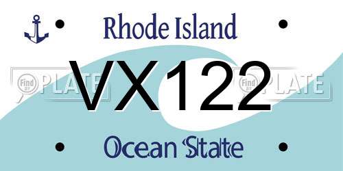 VX122 Rhode Island License Plate