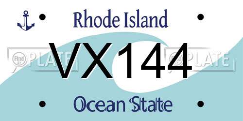 VX144 Rhode Island License Plate