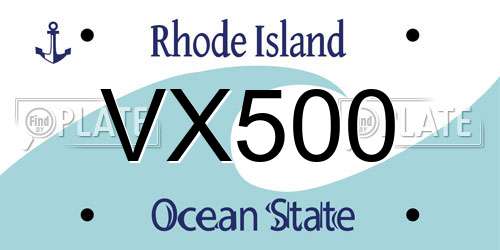 VX500 Rhode Island License Plate