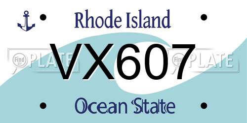 VX607 Rhode Island License Plate