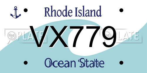VX779 Rhode Island License Plate