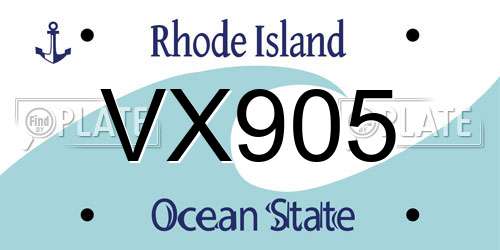 VX905 Rhode Island License Plate