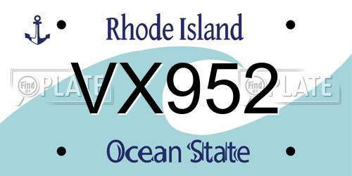 VX952 Rhode Island License Plate