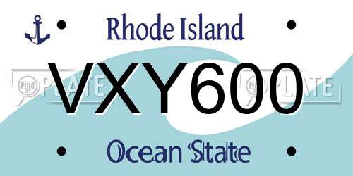 VXY600 Rhode Island License Plate