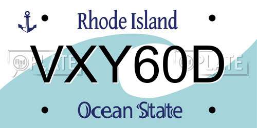 VXY60D Rhode Island License Plate