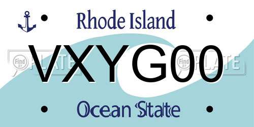 VXYG00 Rhode Island License Plate