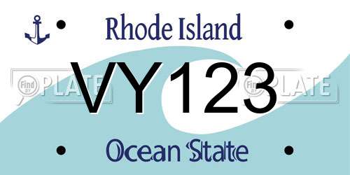 VY123 Rhode Island License Plate