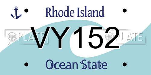 VY152 Rhode Island License Plate