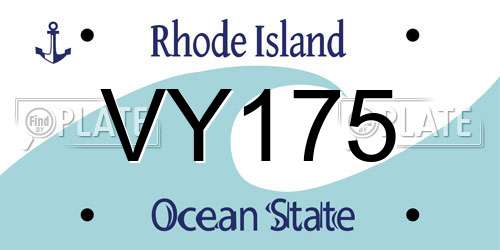 VY175 Rhode Island License Plate