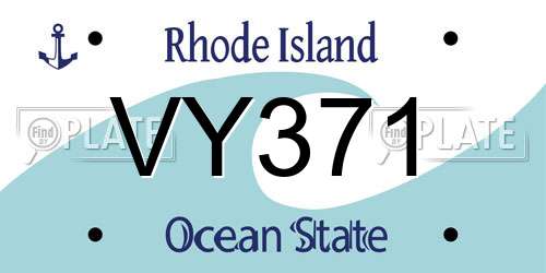 VY371 Rhode Island License Plate