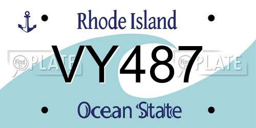 VY487 Rhode Island License Plate