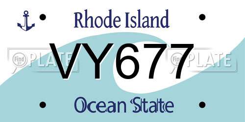 VY677 Rhode Island License Plate
