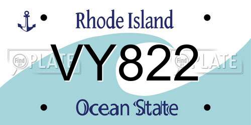 VY822 Rhode Island License Plate