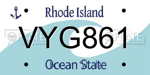 VYG861 Rhode Island License Plate