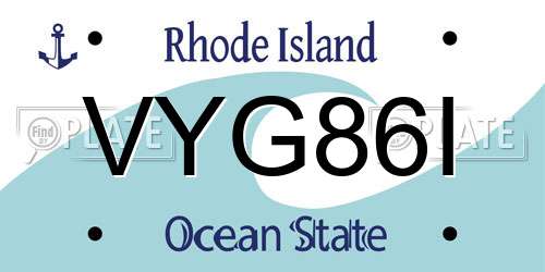 VYG86I Rhode Island License Plate