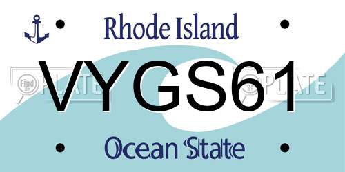 VYGS61 Rhode Island License Plate