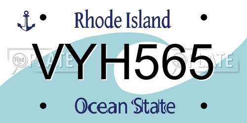 VYH565 Rhode Island License Plate