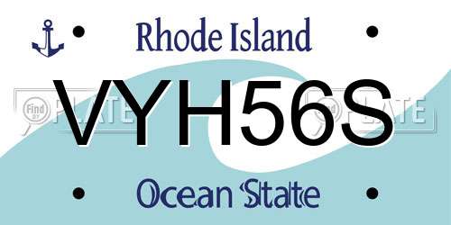 VYH56S Rhode Island License Plate