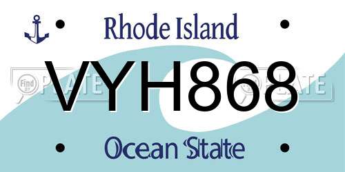 VYH868 Rhode Island License Plate