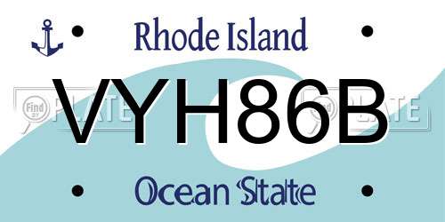 VYH86B Rhode Island License Plate