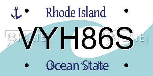 VYH86S Rhode Island License Plate