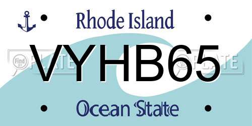 VYHB65 Rhode Island License Plate