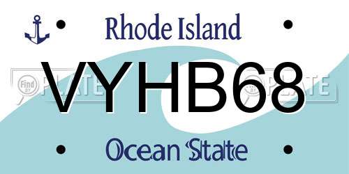 VYHB68 Rhode Island License Plate