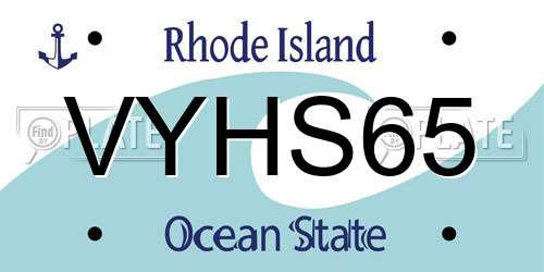 VYHS65 Rhode Island License Plate
