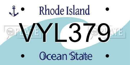 VYL379 Rhode Island License Plate