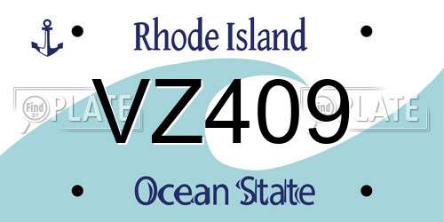 VZ409 Rhode Island License Plate