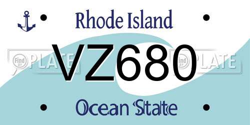 VZ680 Rhode Island License Plate